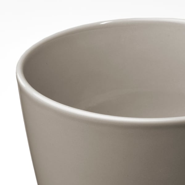 KLOTLÖNN Blumentopf mit Untersetzer, drinnen/draußen/grau/beige, 15 cm