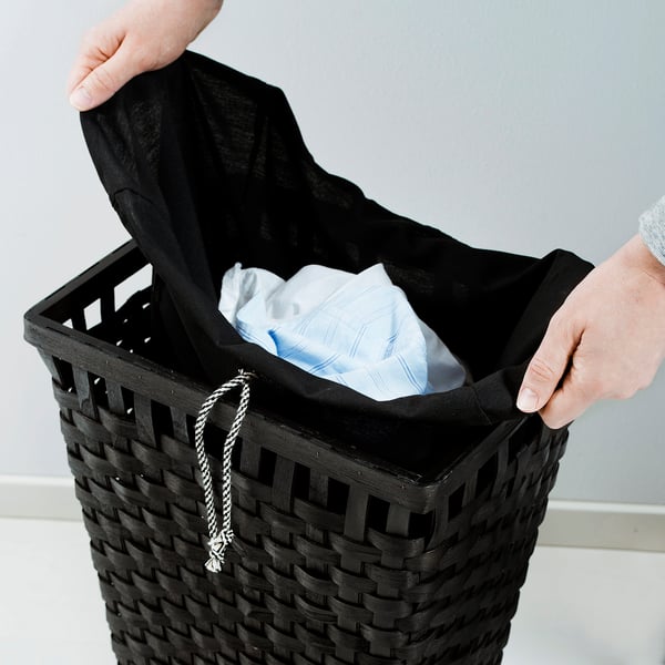 KNARRA Wäschekorb, gefüttert - schwarz, braun - IKEA Schweiz
