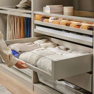 KOMPLEMENT Schublade mit Glasfront, graubeige, 100x58 cm