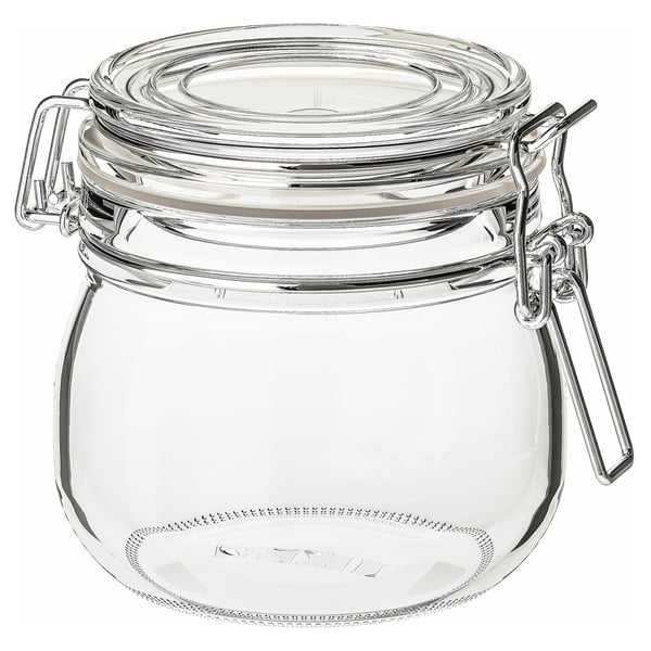 KORKEN Dose mit Deckel, Klarglas, 0.5 l