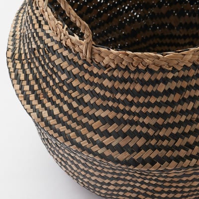 KRALLIG Korb, Seegras/schwarz, 25 cm