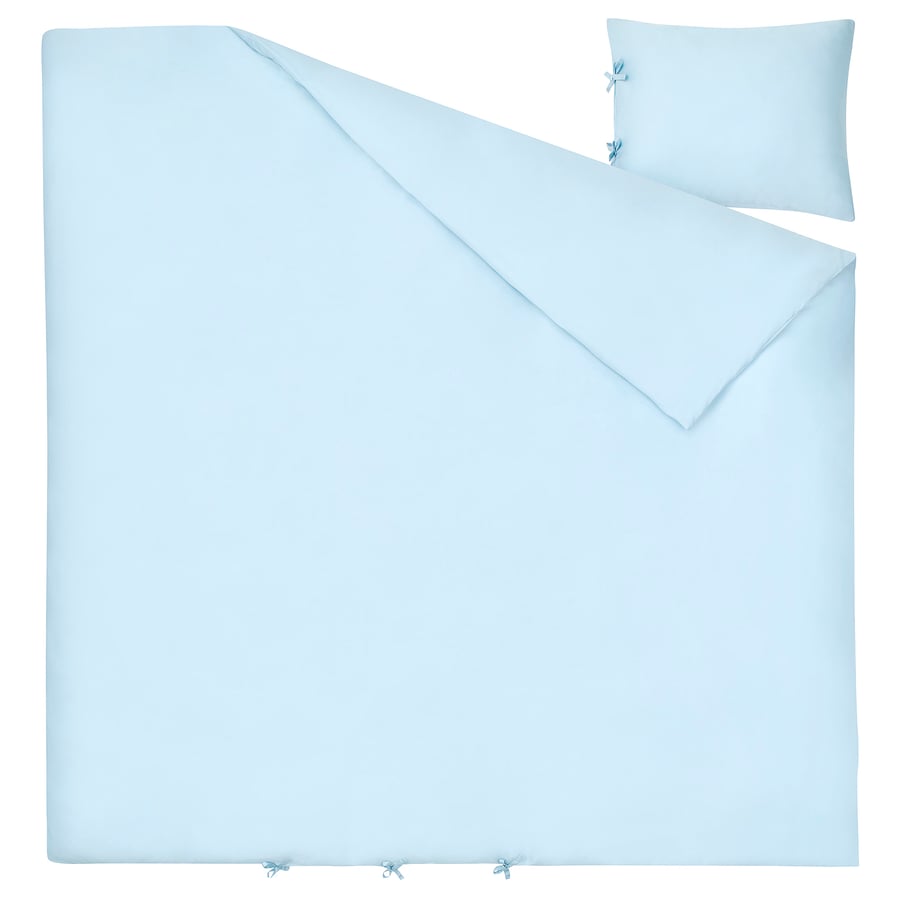 KRITSUGA Bettwäsche-Set, 3-teilig, hellblau, 240x220/50x60 cm - IKEA