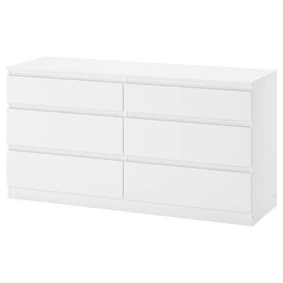 KULLEN Kommode mit 6 Schubladen, weiß, 140x72 cm