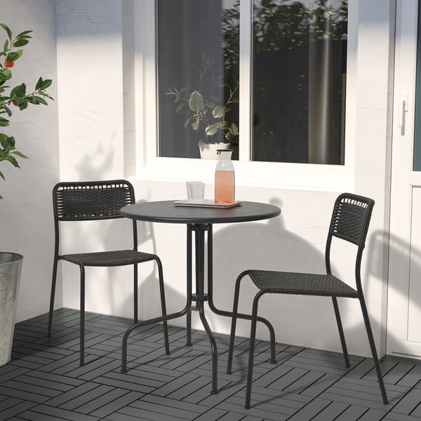 LÄCKÖ / VIHOLMEN Tisch+2 Stühle/außen, grau/dunkelgrau