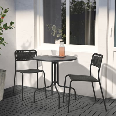 LÄCKÖ / VIHOLMEN Tisch+2 Stühle/außen, grau/dunkelgrau