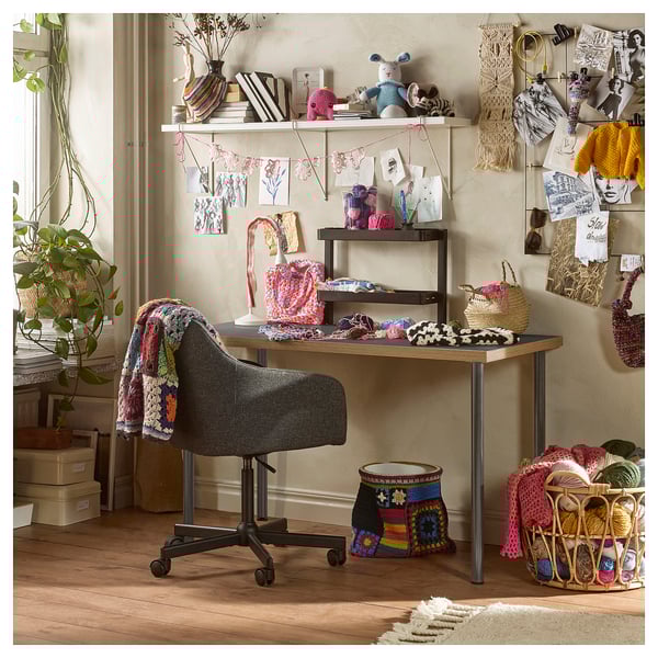 LAGKAPTEN / ADILS Schreibtisch, grau/Holzeffekt dunkelgrau, 120x60 cm