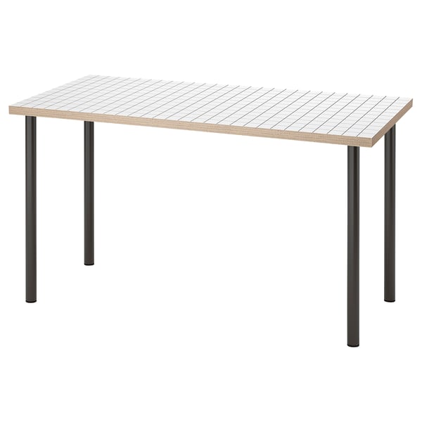 LAGKAPTEN / ADILS Schreibtisch, weiß anthrazit/dunkelgrau, 140x60 cm