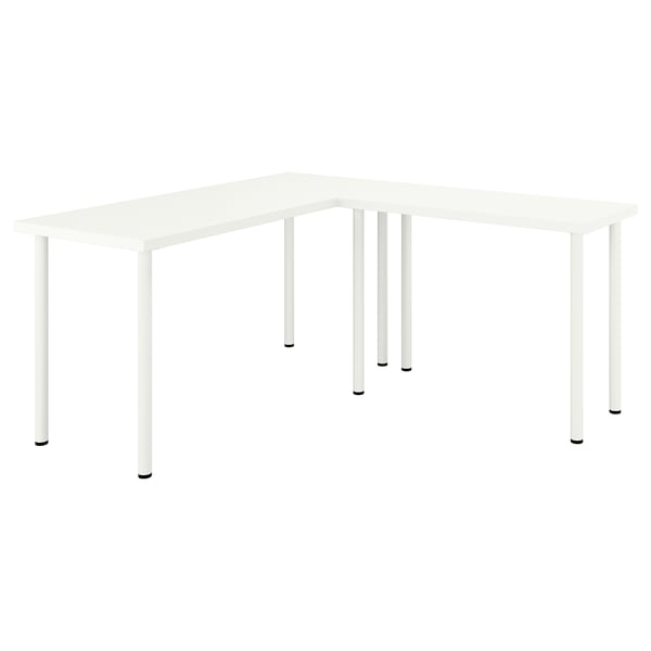 LAGKAPTEN / LINNMON Schreibtisch L-förmig, weiß, 140x160 cm