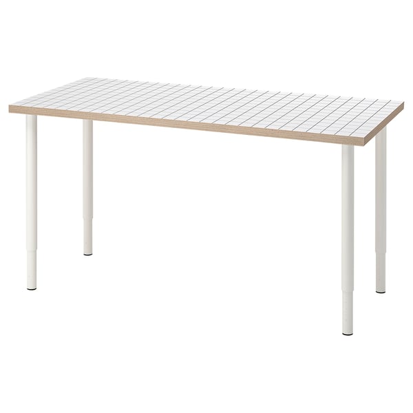 LAGKAPTEN / OLOV Schreibtisch, weiß anthrazit/weiß, 140x60 cm