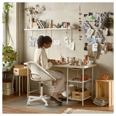 LAGKAPTEN / SPÄND Schreibtisch, weiß, 140x60 cm