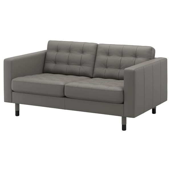 LANDSKRONA 2er-Sofa, Grann/Bomstad graugrün/Holz/schwarz