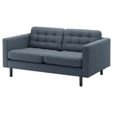 LANDSKRONA 2er-Sofa, Gunnared blau/Holz/schwarz