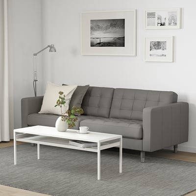 LANDSKRONA 3er-Sofa, Grann/Bomstad graugrün/Metall