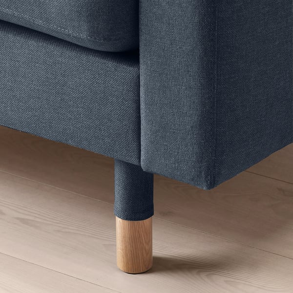 LANDSKRONA 3er-Sofa, Gunnared blau/Holz