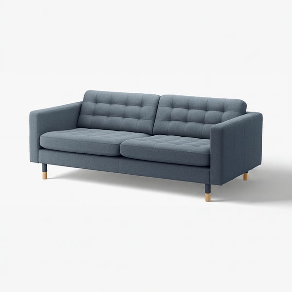LANDSKRONA 3er-Sofa, Gunnared blau/Holz