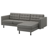 LANDSKRONA 3er-Sofa mit Récamiere, Grann/Bomstad graugrün/Holz/schwarz