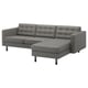 LANDSKRONA 3er-Sofa mit Récamiere, Grann/Bomstad graugrün/Holz/schwarz