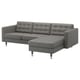 LANDSKRONA 3er-Sofa, mit Récamiere/Grann/Bomstad graugrün/Metall