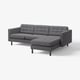 LANDSKRONA 3er-Sofa mit Récamiere, Gunnared dunkelgrau/Holz/schwarz