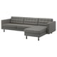 Option: LANDSKRONA 4er-Sofa mit Récamiere, Grann/Bomstad graugrün/Holz/schwarz