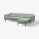 LANDSKRONA 4er-Sofa mit Récamiere, Gunnared hellgrün/Holz/schwarz