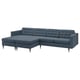 LANDSKRONA 4er-Sofa mit Récamieren, Gunnared blau/Metall