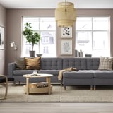 LANDSKRONA 4er-Sofa mit Récamieren, Gunnared dunkelgrau/Holz