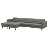 LANDSKRONA 5er-Sofa mit Récamieren, Grann/Bomstad graugrün/Holz/schwarz