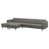 LANDSKRONA 5er-Sofa, mit Récamieren/Grann/Bomstad graugrün/Holz
