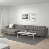 LANDSKRONA 5er-Sofa, mit Récamieren/Grann/Bomstad graugrün/Holz