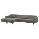 LANDSKRONA 5er-Sofa, mit Récamieren/Grann/Bomstad graugrün/Metall