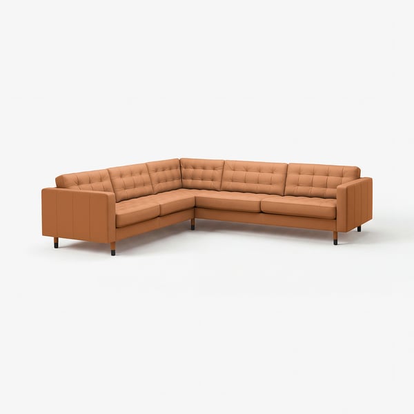 LANDSKRONA Ecksofa 5-sitzig, Grann/Bomstad goldbraun/Holz/schwarz