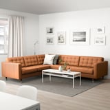 LANDSKRONA Ecksofa 5-sitzig, Grann/Bomstad goldbraun/Metall