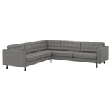 LANDSKRONA Ecksofa 5-sitzig, Grann/Bomstad graugrün/Holz/schwarz