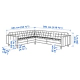 LANDSKRONA Ecksofa 5-sitzig, Grann/Bomstad graugrün/Metall