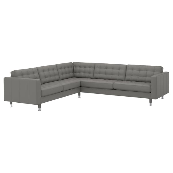 LANDSKRONA Ecksofa 5-sitzig, Grann/Bomstad graugrün/Metall