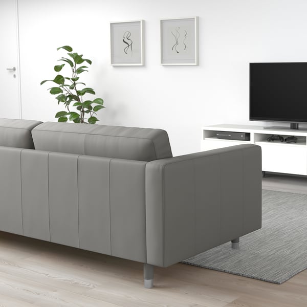 LANDSKRONA Ecksofa 5-sitzig, Grann/Bomstad graugrün/Metall