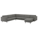 LANDSKRONA Ecksofa 6-sitzig, mit Récamiere/Grann/Bomstad graugrün/Metall