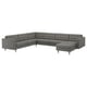 LANDSKRONA Ecksofa 6-sitzig, mit Récamiere/Grann/Bomstad graugrün/Metall