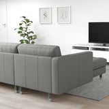 LANDSKRONA Ecksofa 6-sitzig, mit Récamiere/Grann/Bomstad graugrün/Metall