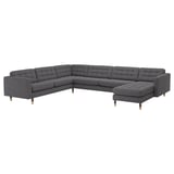 LANDSKRONA Ecksofa 6-sitzig, mit Récamiere/Gunnared dunkelgrau/Holz