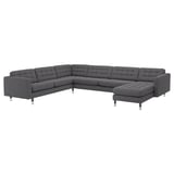 LANDSKRONA Ecksofa 6-sitzig, mit Récamiere/Gunnared dunkelgrau/Metall