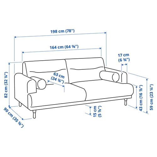 LÅNGARYD 2er-Sofa, Lejde grau/schwarz/Holz