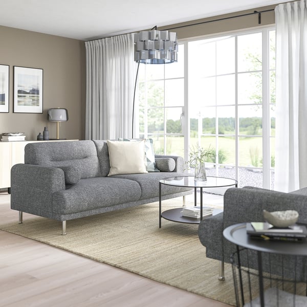 LÅNGARYD 2er-Sofa, Lejde/grau/schwarz Metall