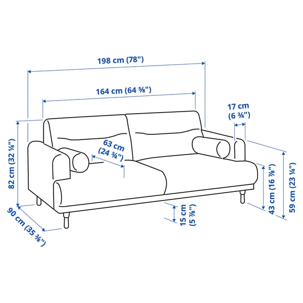 LÅNGARYD 2er-Sofa, Lejde hellgrau/Metall