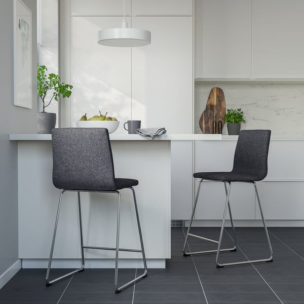 LILLÅNÄS Barhocker, verchromt/Gunnared dunkelgrau, 63 cm