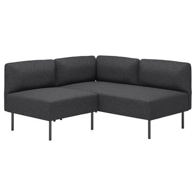 LILLEHEM Modulecksofa 2-sitzig, Gunnared dunkelgrau/Metall