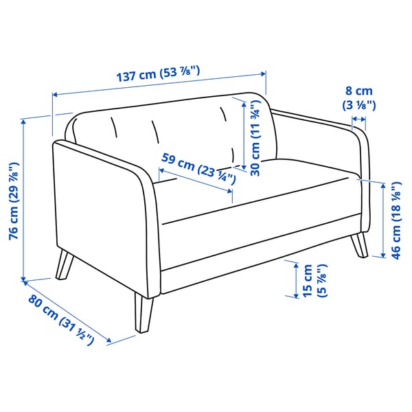 LINANÄS 2er-Sofa, Vissle dunkelgrau