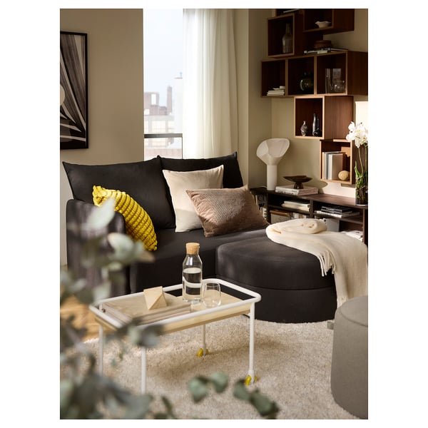 LINDÅKRA 2er-Bettsofa, Vissle dunkelgrau