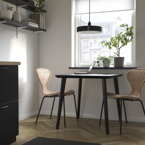 LISABO / ÄLVSTA Tisch und 2 Stühle, schwarz/Rattan schwarz, 88x78 cm